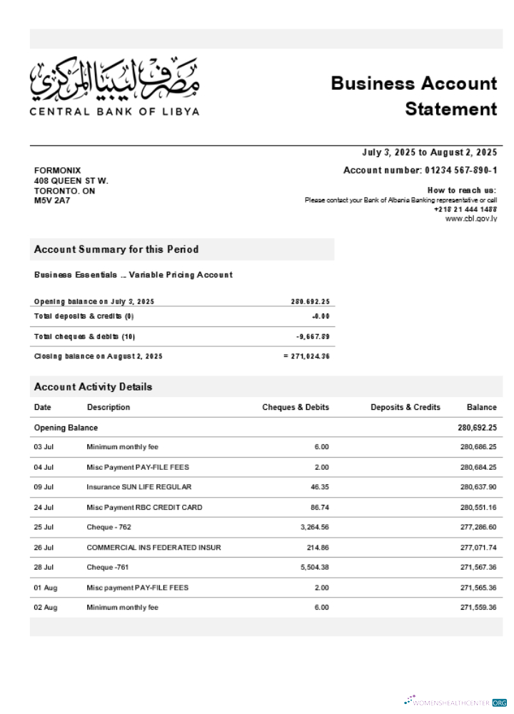Download Central Bank of Libya business firm statement Word and PDF format (1) Photoshop template
